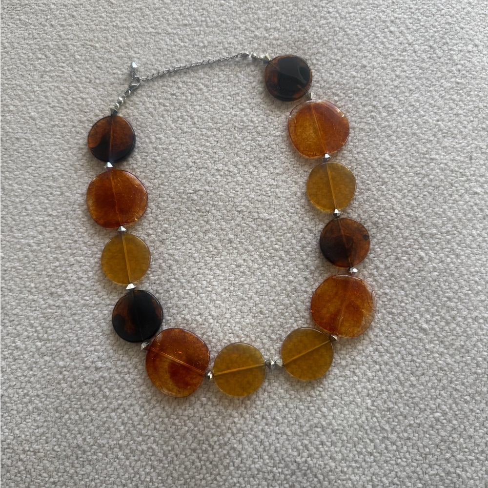 Tortoiseshell Resin Disc Statement Boho Necklace